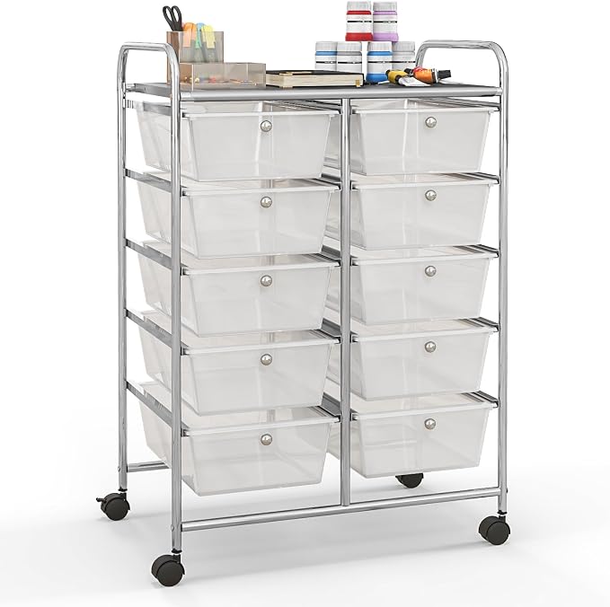 Giantex 10 Drawers Rolling Cart, Classroom Organizers, Storage Cart by Giantex