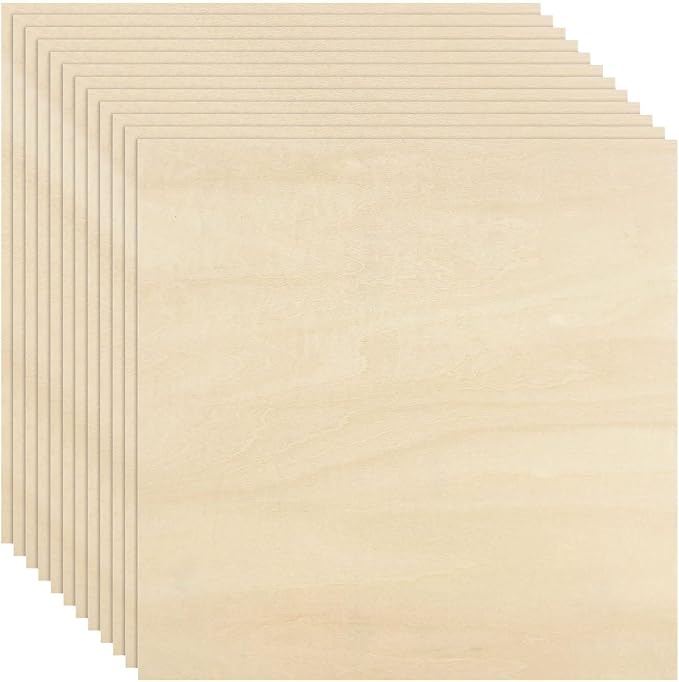 12 Pack Basswood Sheets 11.8 x 11.8 Inch, 1/16 Thin Plywood Wood Sheets by MIVIDE