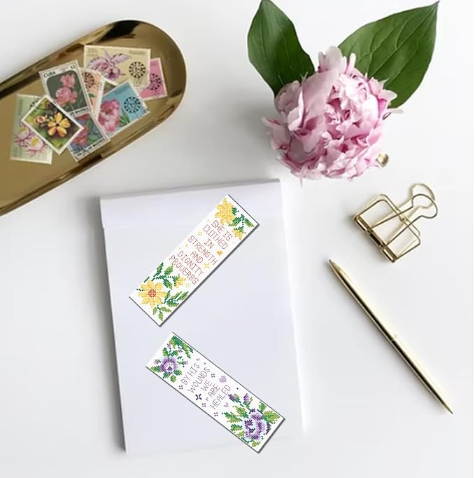 FREEBLOSS 6 Set Cross Stitch Bookmark Kits Stamped Embroidery Kit Bookmarks DIY - Image 6