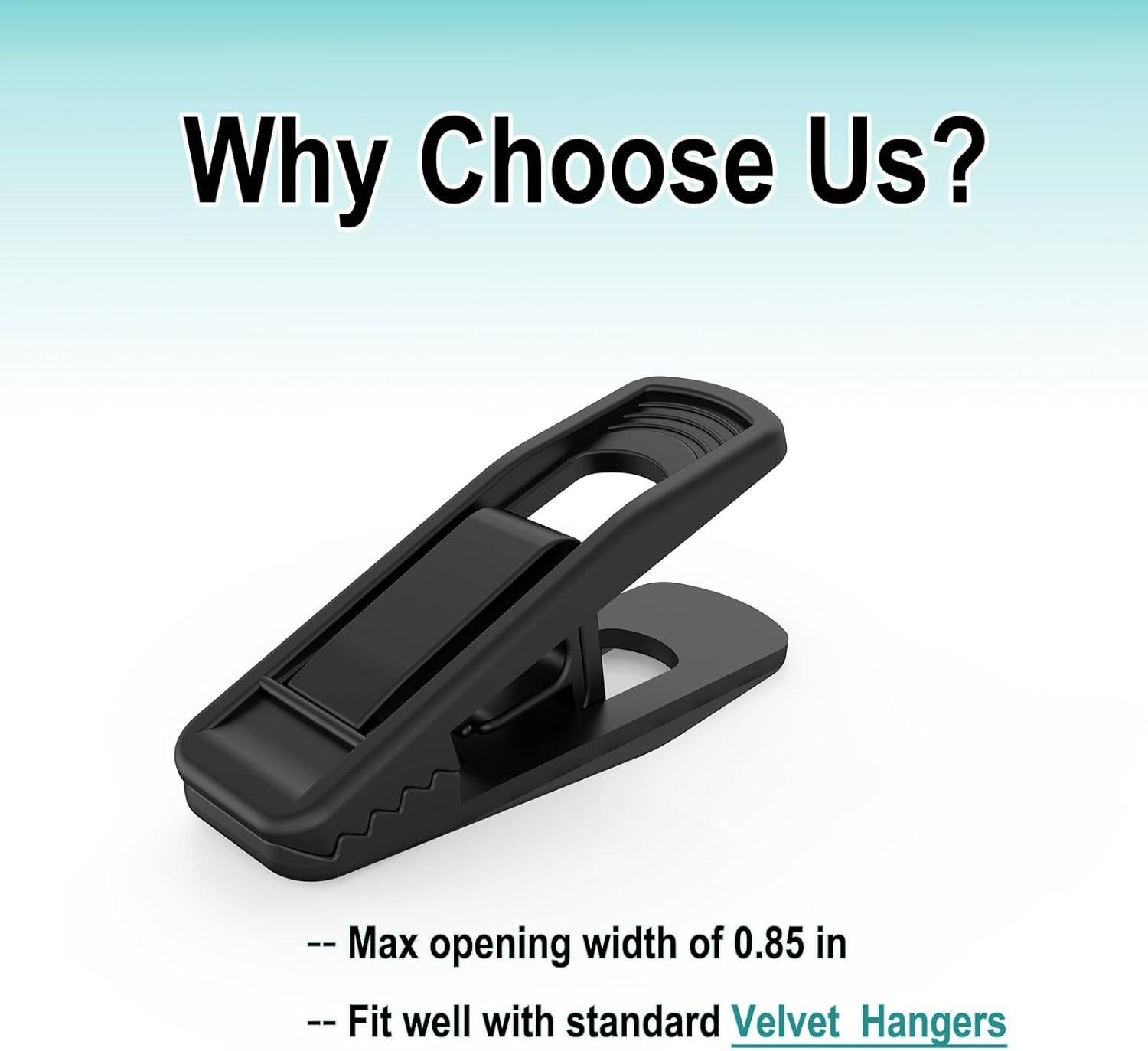 Hanger Clips Perfect for Velvet Hangers (Black, 40 PCS), Non-Slip Plastic Clips Pant Skirt Hanger Clips for Black Flocking Hangers