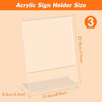 3 Pack Acrylic Sign Holder 8.5x11 Inches, L-Shape Flyer Holder Stand | Clear - Image 2