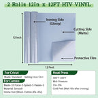 guangyintong Glitter Silver Heat Transfer Vinyl HTV Rolls, 2 Rolls 12" x 12ft - Image 3