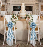 HUIHUANG Dusty Blue Satin Wired Ribbon 2.5 inch Blue Double-Faced Satin Wired - Image 4