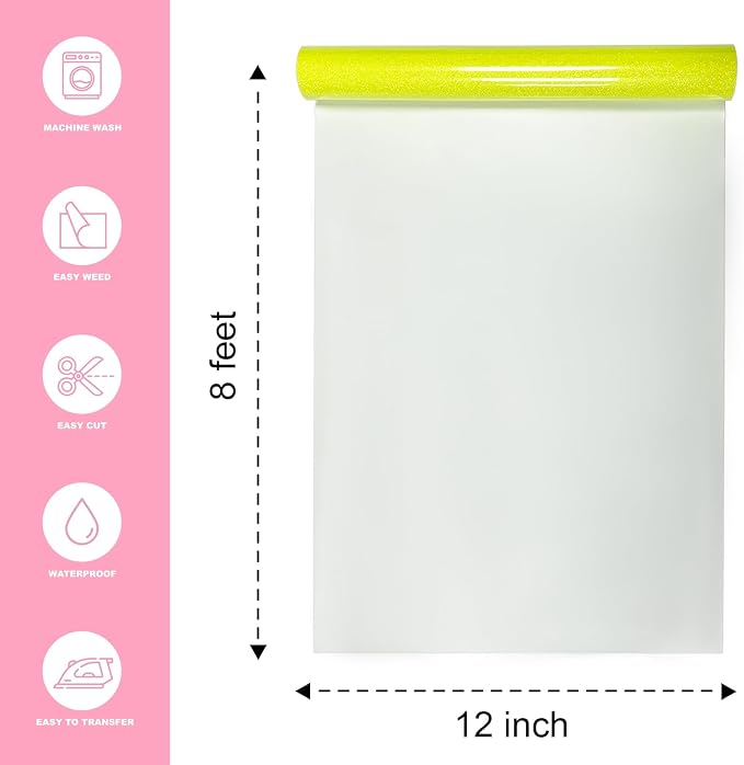 Neon Yellow Heat Transfer Vinyl 12" x 8 ft HTV - Image 2