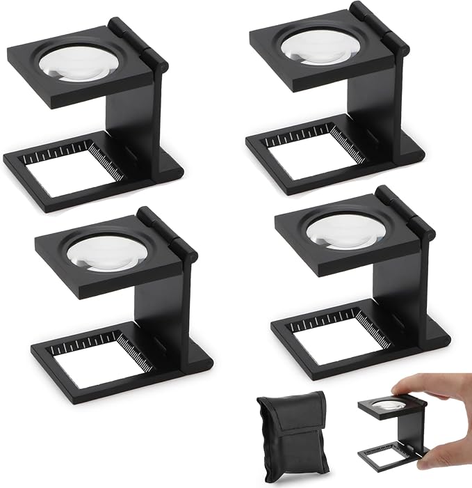 Rongon Magnifying Glass 10X Small Loupe Magnifier 4Pcs Folding Magnifiers Glass by RongonPrecisionToolsBetterWork