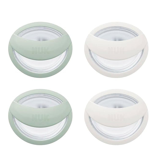 NUK Perfect Match Silicone Newborn Pacifier, for Ages 0-6m, 4 Pack, Green & White