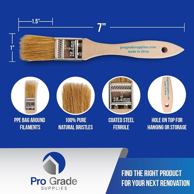 Pro Grade 1" Chip Brushes, Disposable Paint Brushes, - Image 2