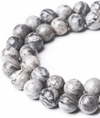 A+ Natural Map Jasper Gemstone Beads Gray Energy Stone Healing Power - Image 4