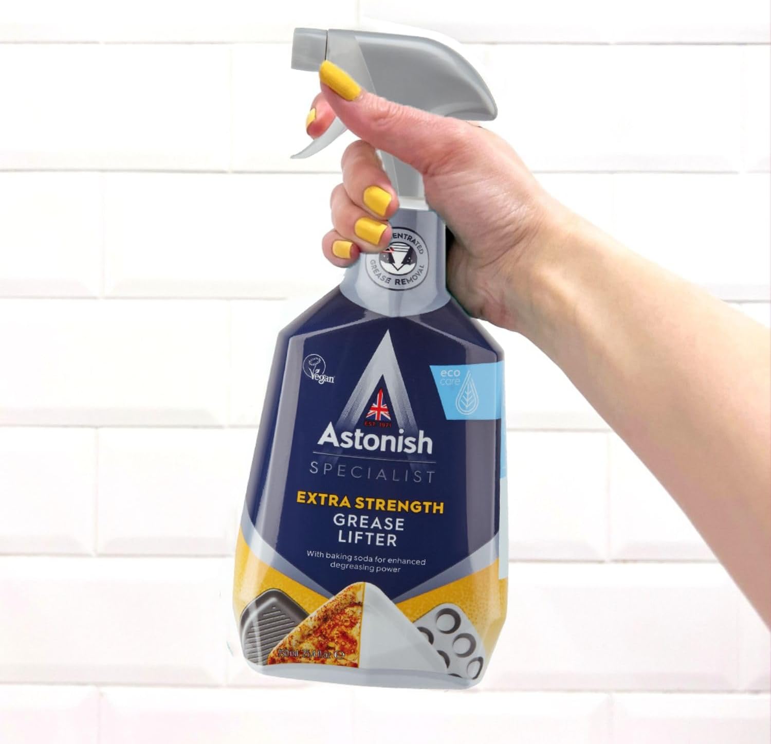 Astonish Specialist Extra Strength Grease Lifter With Baking Soda - No Scrub De-Greaser Formula For Kitchen Surfaces, Trays & Pans - Vegan Cruelty Free Household Cleaning Supplies, 750ml Bottle, 2PK