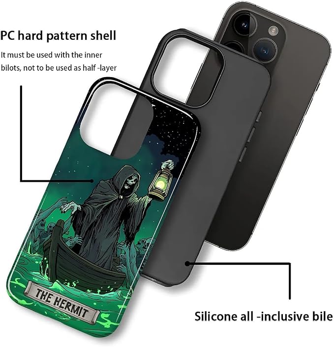 ZHEGAILIAN Case for iPhone 13 Pro, The Hermit Night Skull Durable Shockproof - Image 2