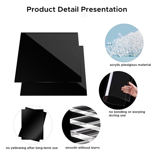OMTech 10 Pack Black Acrylic Sheets, Transparent Acrylic Plastic Boards - Image 4