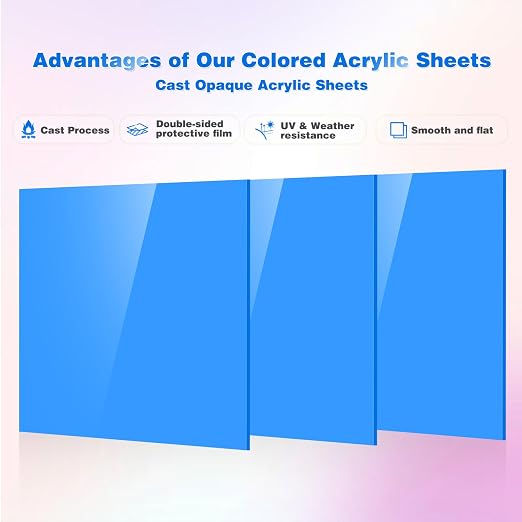 Adrattnay Sky Blue Acrylic Sheets 1/8" Thick, - Image 3
