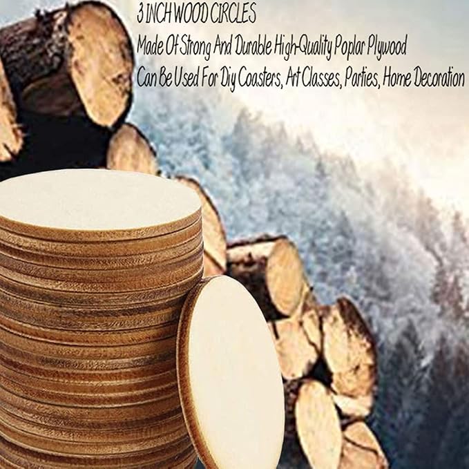 100 Pcs 3 Inch Wooden Circles, Unfinished Wood Circles Blank Round Disc Cutouts - Image 6