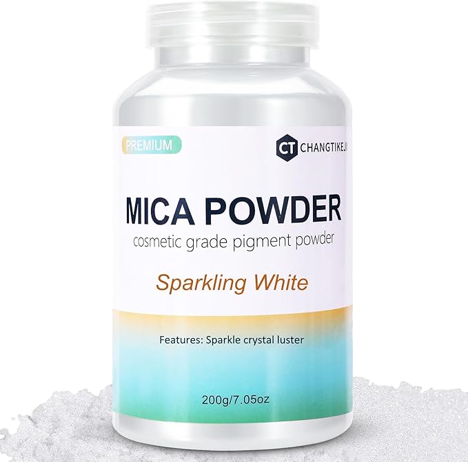 Mica Powder, 7.05OZ（200g）, Sparkling White Mica Powder Pigment by CHANGTIKEJIWelcomeYouOrder