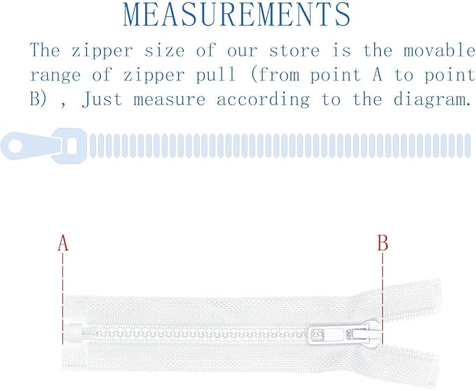 ANPURZII 2PCS #5 18 Inch White Separating Jacket Zippers - Image 3
