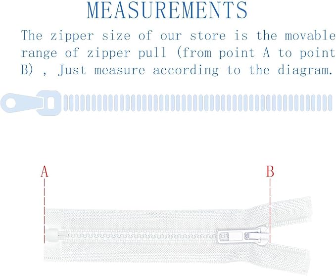 ANPURZII 2PCS #5 20 Inch White Separating Jacket Zippers - Image 3