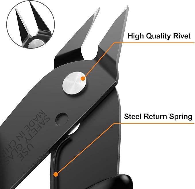 Small Wire Cutters 5-Pack Diagonal Flush Cutters 5" Black | - Image 3