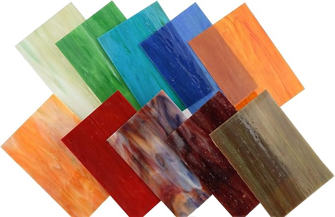 Lanyani 10 Sheets Variety Streaky Glass Packs 4 x 6 inch Cathedrals Stained - Image 9