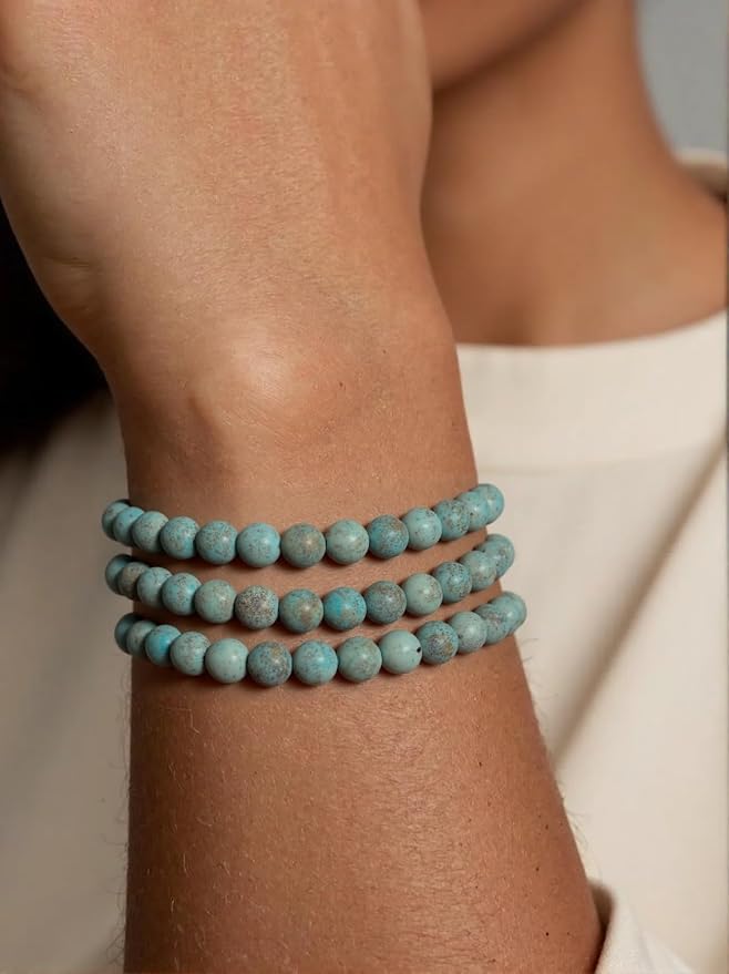 6mm Matte African Turquoise Bead, 15-Inch Matte Round Loose Stone Beads - Image 4
