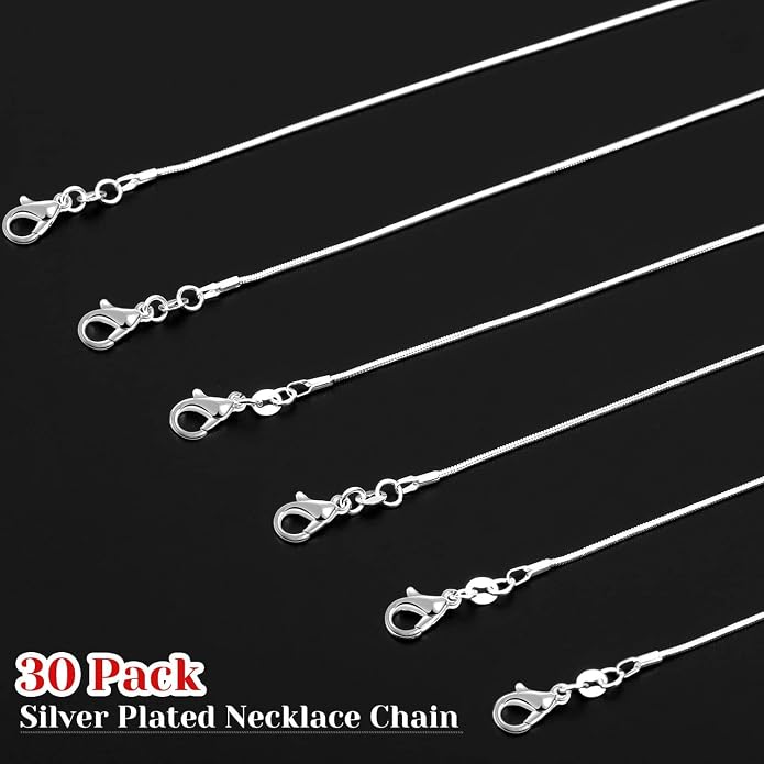 PAXCOO 25 Pack Chains for Jewelry Making, Necklace Chains Bulk Silver Plated - Image 2