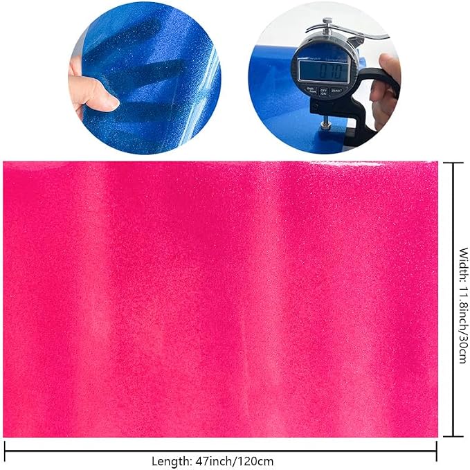 ONEART | Pink Transparent Glitter Vinyl Roll, 0.7 mm Solid Clear PVC Jelly - Image 4