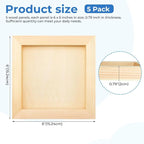 FSWCCK 5 Pack 6 x 6 inch Wood Panel Boards, Unfinished Wood Canvas Panels - Image 2