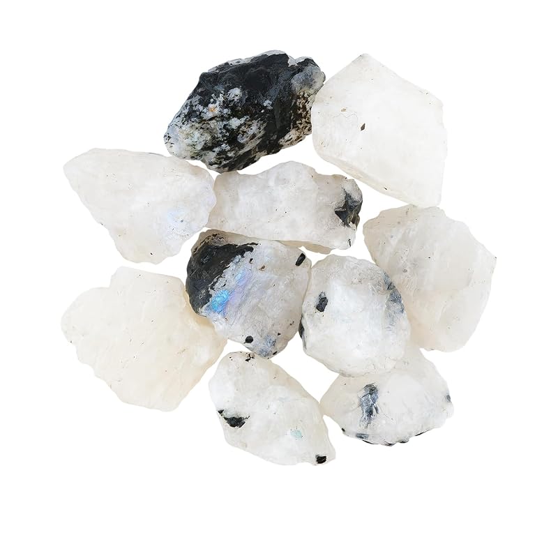 ColouredRocks 10pcs. Tourmilated Moonstone Crystals, Raw Stones, Rough Gemstones by ColouredRocks