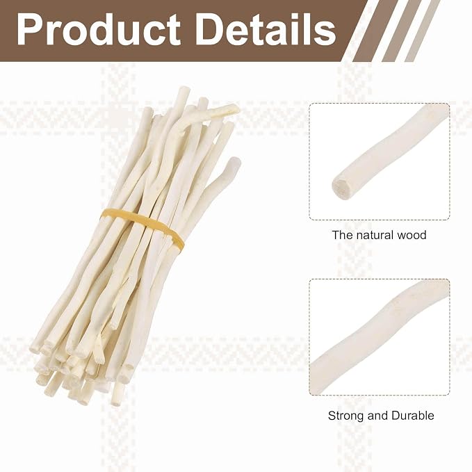 MECCANIXITY 30Pcs 7.9" Natural Wood Log Sticks, 0.2" to 0.4" Dia Wooden Craft - Image 3