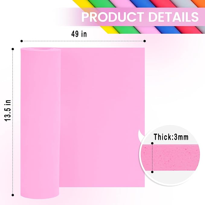 Do²ping Pink Eva Foam Sheets Roll, 3mm EVA Craft Foam 49''x13.5'' High Density - Image 3