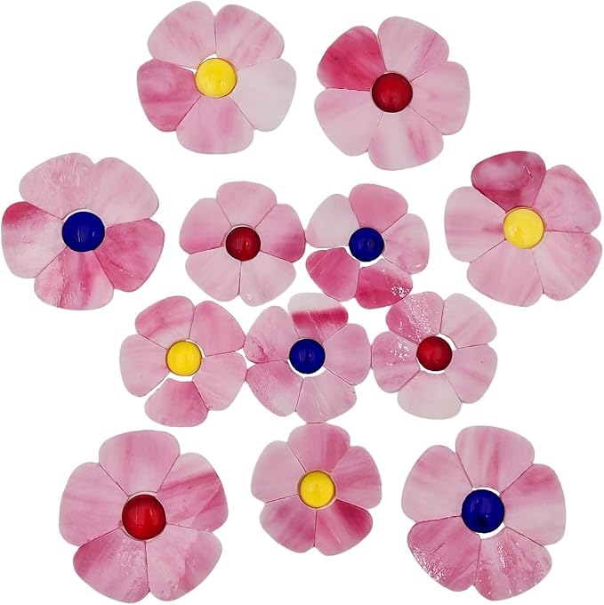Esweny 12 Flower Stained Glass Mosaic Tiles by Esweny