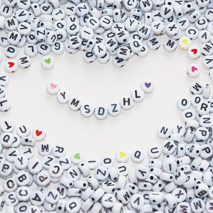 YMSDZHL Alphabet Beads A-Z 1300+Pcs Letter Beads, Acrylic 4x7mm Round Letter - Image 6