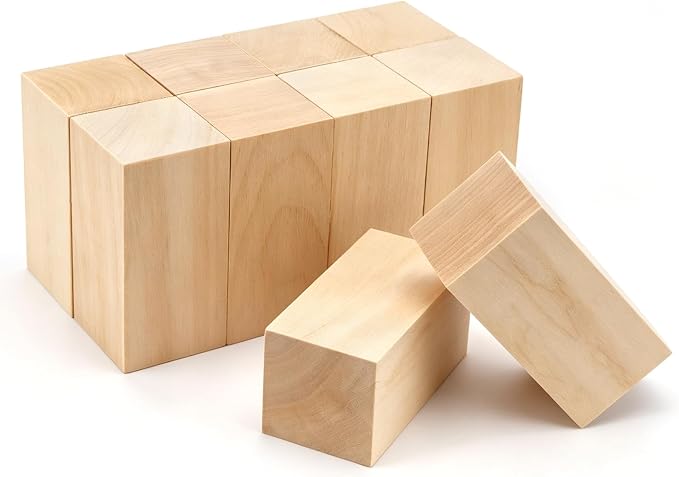 10 Pack Basswood Carving Blocks, Unfinished Wood Whittling Blocks by WYKOO