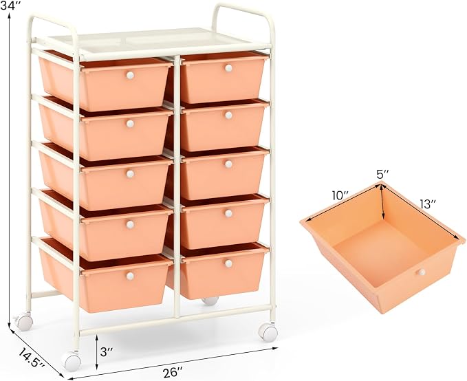 BECOMFORT 10-Drawer Rolling Cart - Image 3