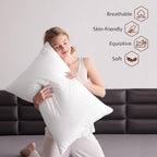 Luxury Feathers Down Pillows Standard Size Set of 2, Hotel Quality Fluffy Bed - Image 2