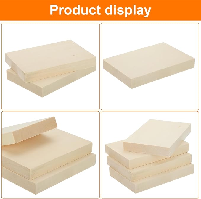 MECCANIXITY 4Pcs Basswood Carving Block, 0.8"x4"x6" Square Wooden Dowels Blocks - Image 4