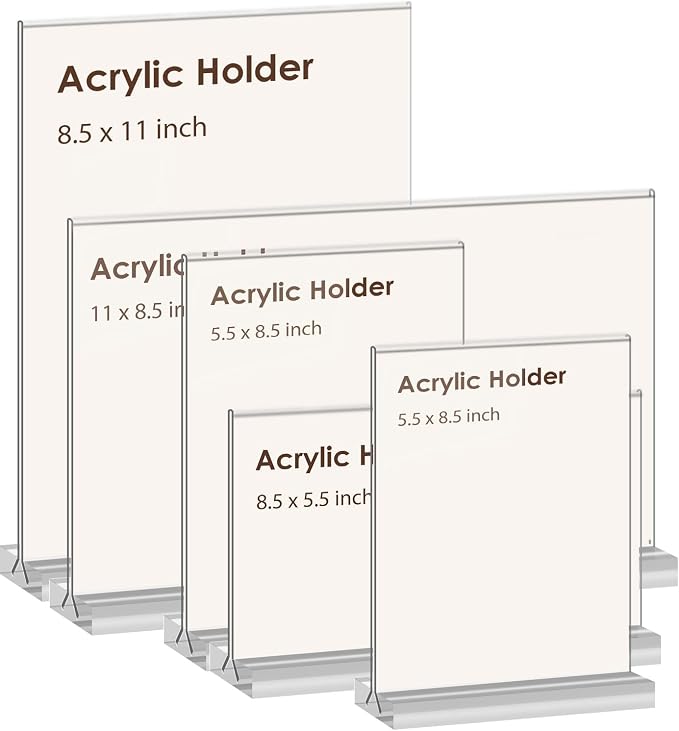 newnewshow Acrylic Sign Holder 8.5x11 Inch 6 Pack Vertical T Shape Double-Sided - Image 5