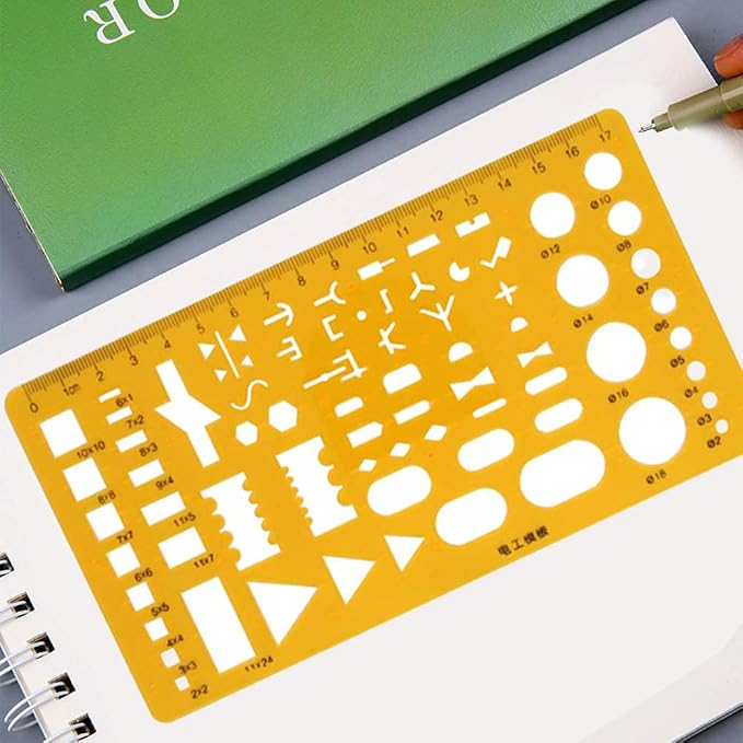Utoolmart Drafting Templates Geometric Drawing Template Measuring Ruler Yellow - Image 7