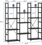 NUMENN Triple Column 4 Tier Bookshelf, Bookcase - Image 3