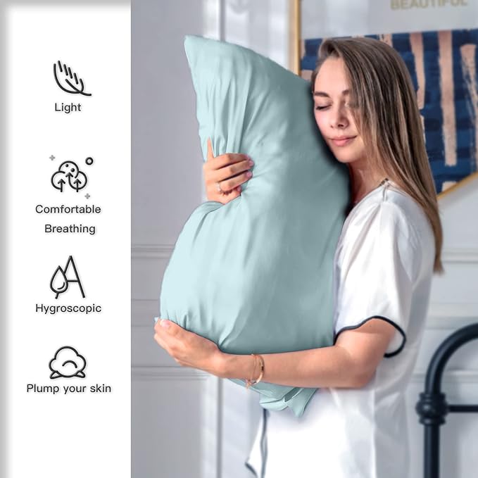 Silk Pillow Cases 2 Pack, Soft Breathable and Sliky Queen Size Pillow Cases Set - Image 3