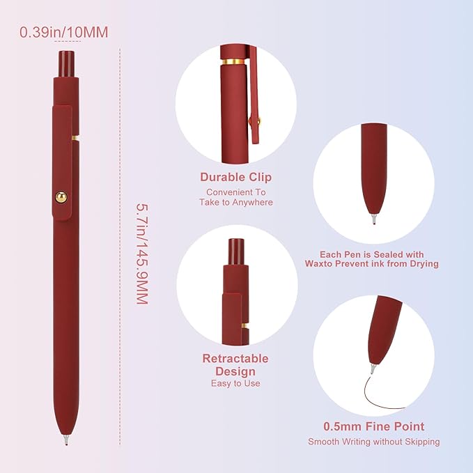 Ddaowanx Colorful Gel Pens, 0.5mm Fine Point Retractable, School Supplies - Image 3
