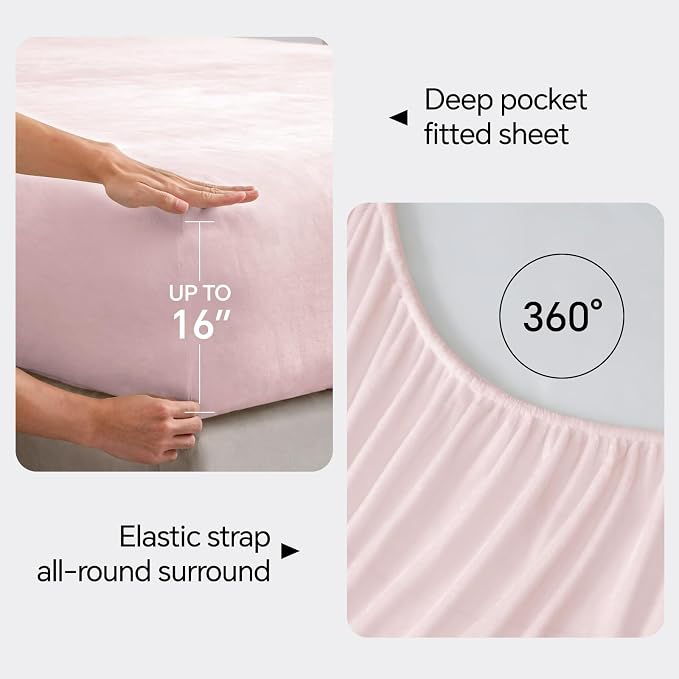 BEDELITE Flannel Sheets King Size Pink - Image 4