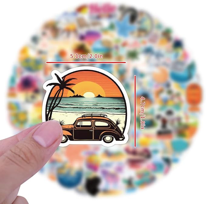 120PCS Hawaii Themed Stickers for Water Bottles, Summer Beach Scene Sticker - Image 2