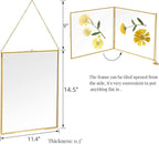 AVLA Brass Hanging Photo Frame, 11x14 Inch Double Glass Floating Display - Image 2
