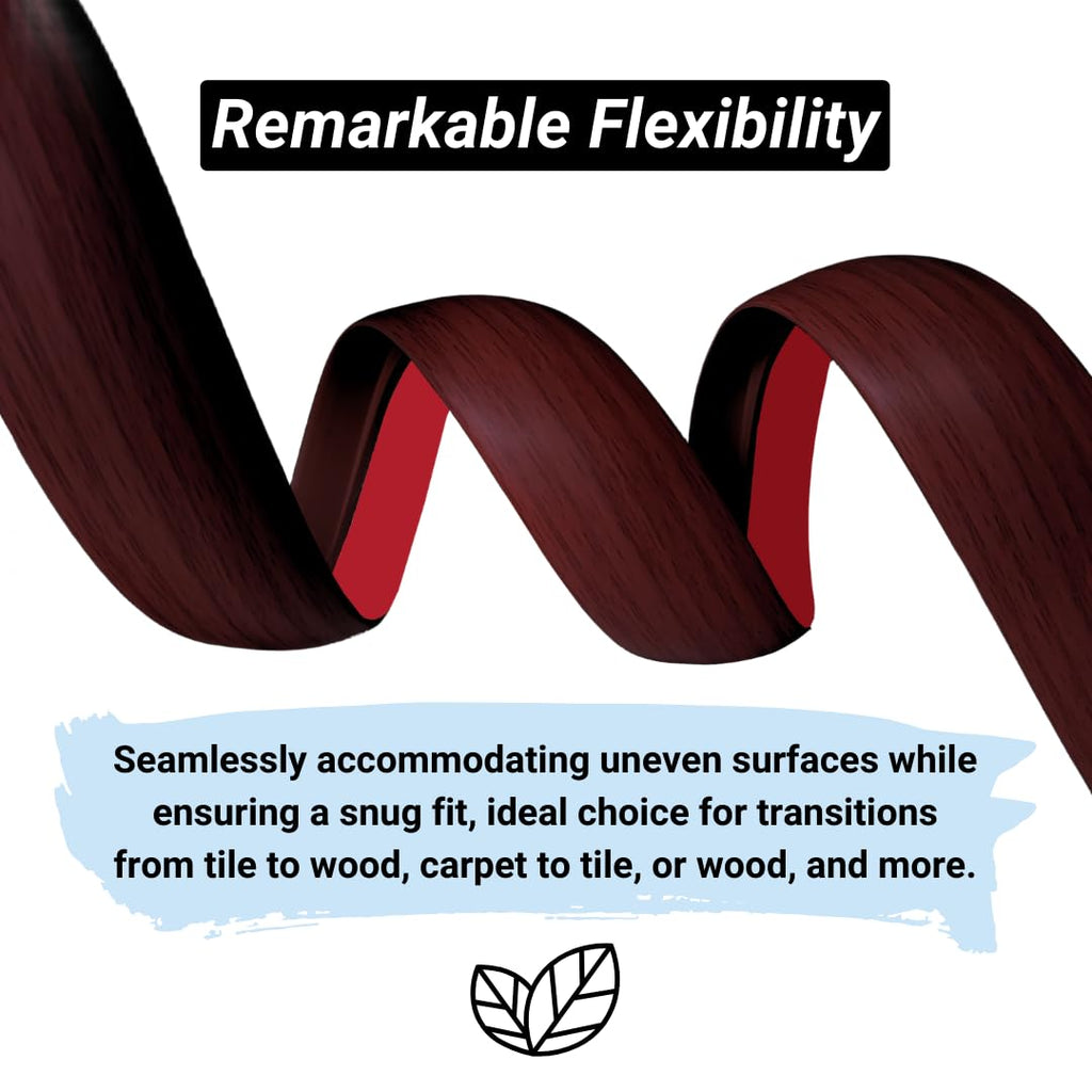 1/5 inch Height Floor Transition Strip, Self Adhesive Carpet Wood Tile Vinyl Flooring Laminate Transition Cover Edge Trim Gap Doorway Threshold for Uneven Floors (40 inches, Red Wine)