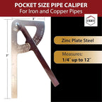 Steel Pocket Sized Pipe Caliper, Measuring Tool, Diameter Gauge - Image 6