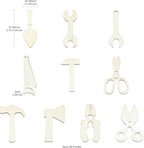 50 pcs Mixed Styles Labor Tool Theme Unfinished Wood Cutout Charms Scissors Axe - Image 2