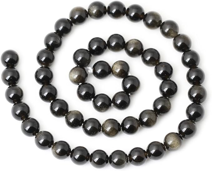 45PCS 8mm Natural Golden Obsidian Gemstone Round Loose Beads Crystal Energy - Image 2