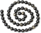 45PCS 8mm Natural Golden Obsidian Gemstone Round Loose Beads Crystal Energy - Image 2