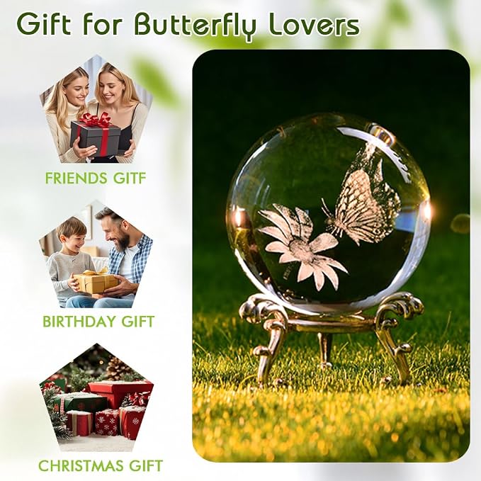 Butterfly Gifts for Women Butterfly Crystal Ball | Butterfly Glass Gifts for - Image 3