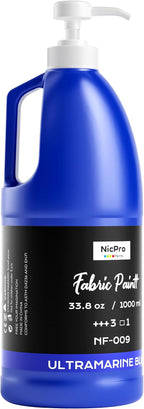 Nicpro Blue Fabric Paint with Pump, 33.8 fl oz Large Fabric Paint by Nicpro
